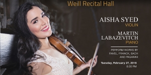 Concierto Carnegie Hall de Aisha Syed - Febrero 27, 2018