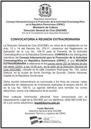 Aviso de convocatoria a reuni&oacute;n extraordinaria CIPAC