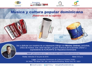 Realizar&aacute;n di&aacute;logo sobre m&uacute;sica y cultura popular dominicana en el Comisionado Dominicano de Cultura