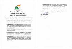 El Ministerio de Cultura declara a Juan Pablo Duarte Diez como el &ldquo;Padre del teatro dominicano&rdquo;